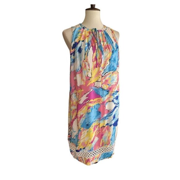 Charles Henry Sleeveless Pleated Printed Shift Dress Size S A31 MSRP $99 - Picture 2 of 12